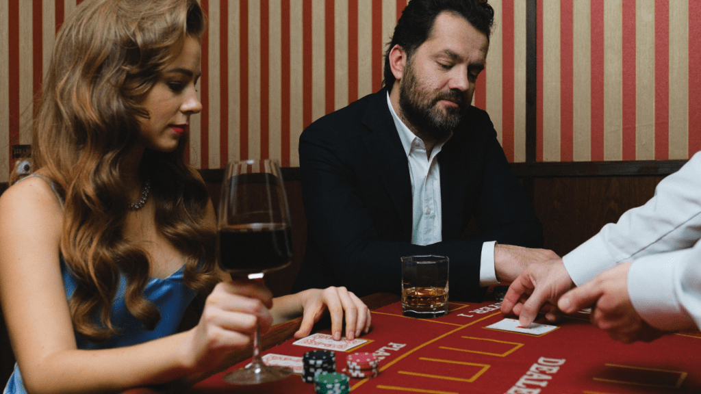 a group of people playing poker at a table